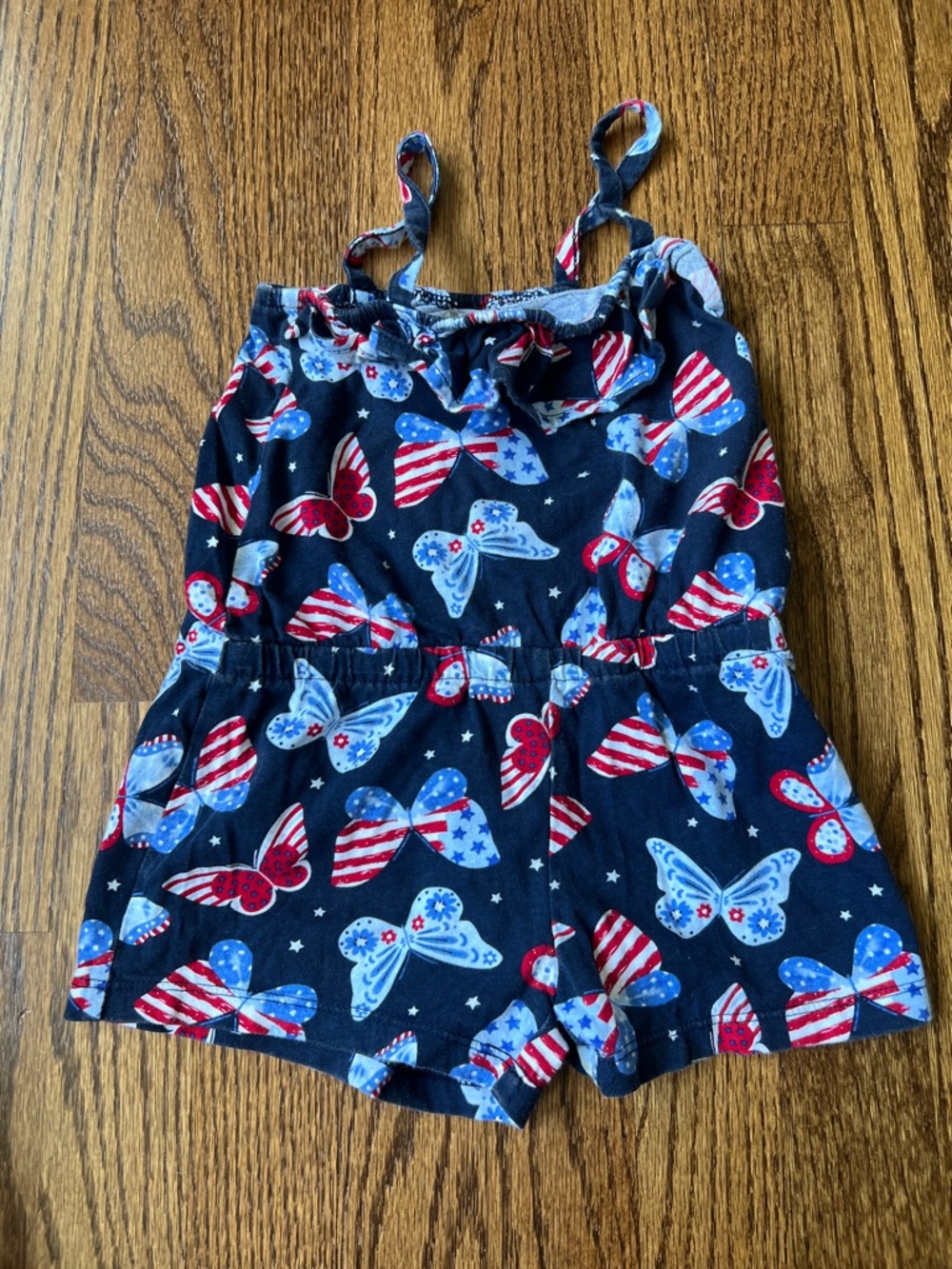 The Children's Place Navy Patriotic Butterfly Romper - Red, White, Blue